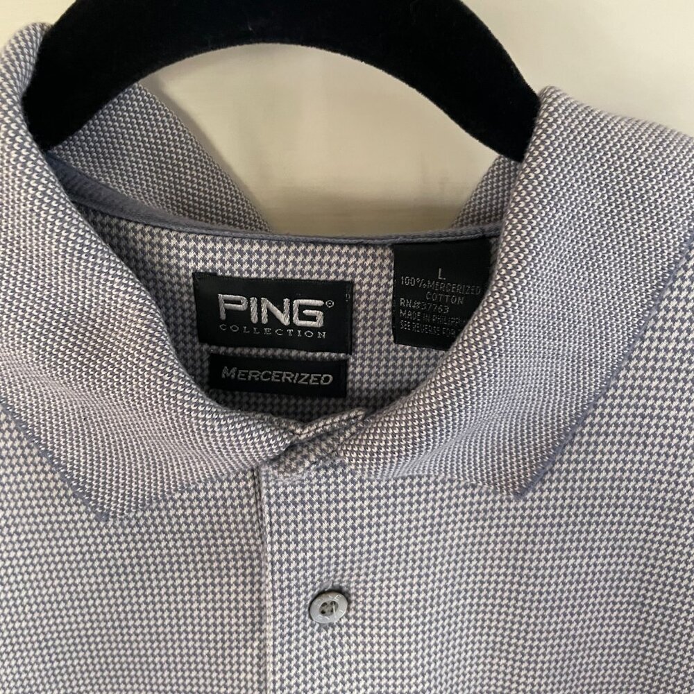 Ping Collection Men's L Mercerized Cotton Blend Golf Polo Shirt Silver